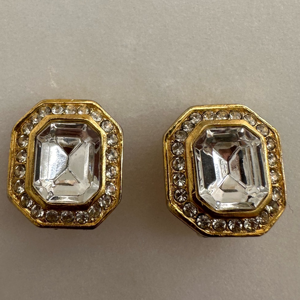 Balmain Vintage Goldplated Statement Clip On Earrings